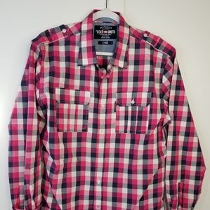 ECKO PINK PLAID SHIRT LONG SLEEVE BUTTON DOWN